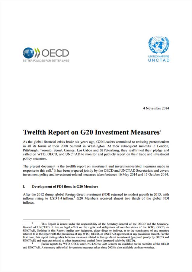 Twelfth Report on G20 Investment Measures
