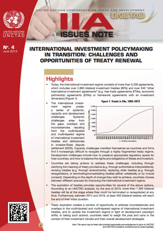 IIA Issues Note: International Investment Policymaking in Transition
