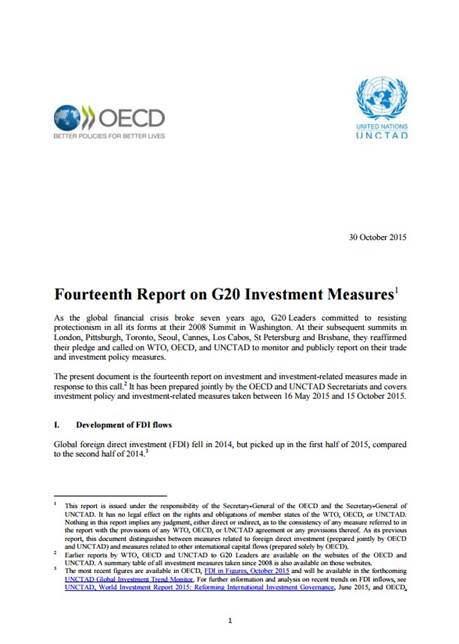 Fourteenth Report on G20 Investment Measures