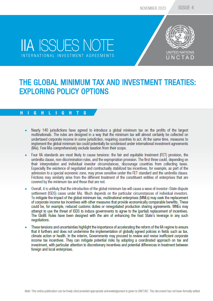 The Global Minimum Tax and Investment Treaties: Exploring Policy Options