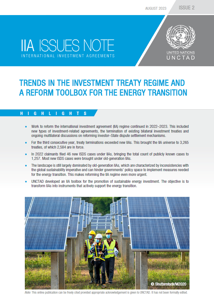 Trends in the Investment Treaty Regime and a Reform Toolbox for the Energy Transition