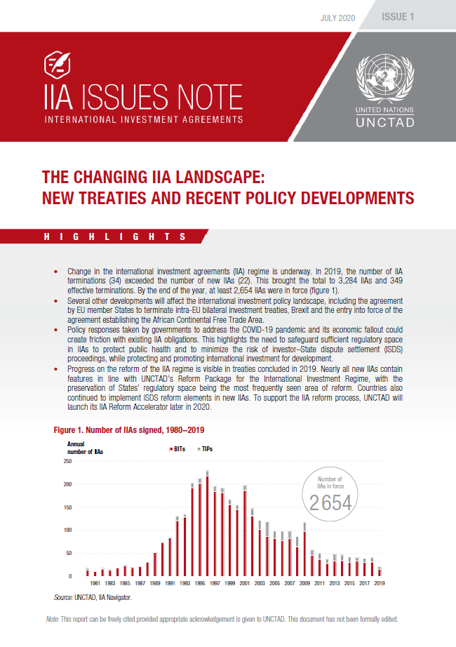 The Changing IIA Landscape: New Treaties and Recent Policy Developments