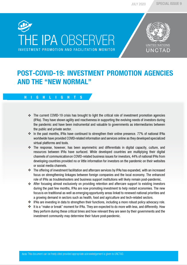 Post-COVID-19: Investment Promotion Agencies and the "New Normal"