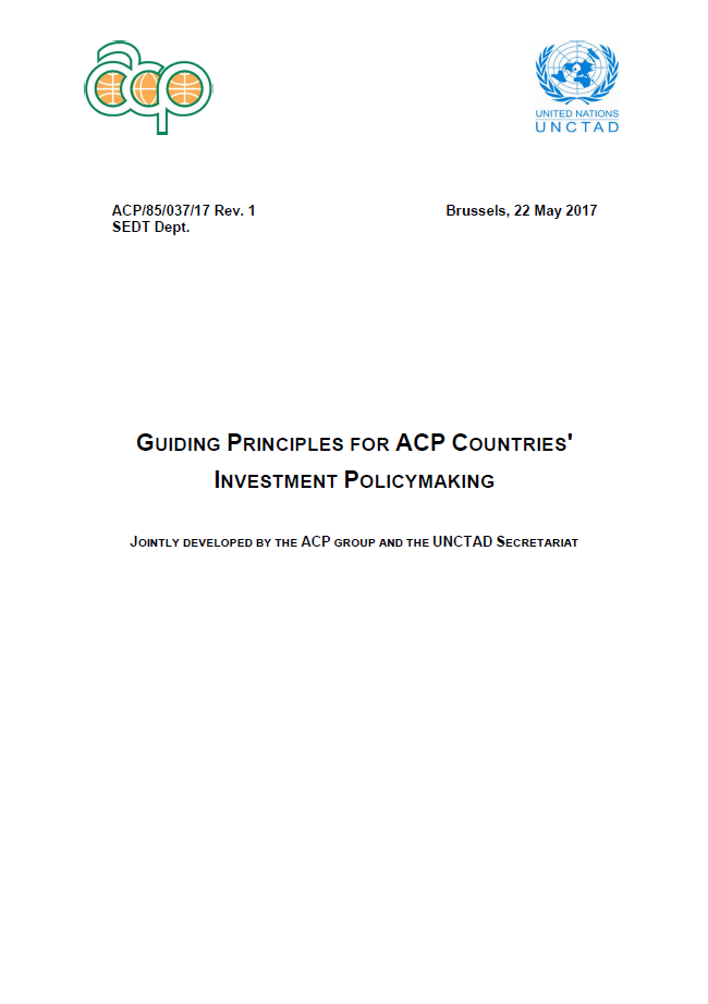 Joint African, Caribbean and Pacific Group of States (ACP) - UNCTAD Guiding Principles for Investment Policymaking
