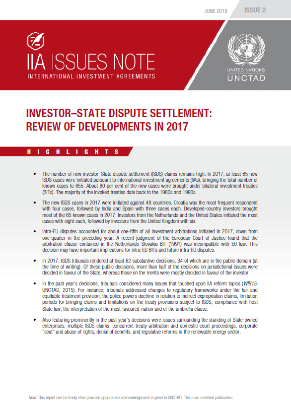 Investor-State Dispute Settlement: Review of Developments in 2017