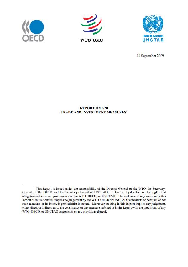 First Report on G20 Investment Measures