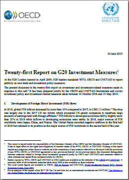 Twenty-first UNCTAD-OECD Report on G20 Investment Measures