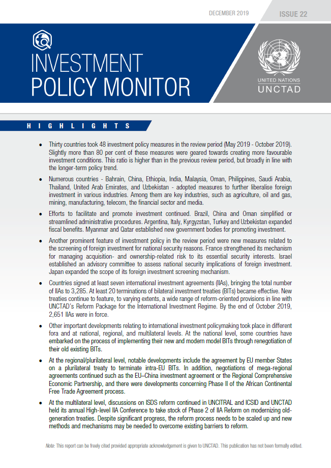 Investment Policy Monitor No. 22