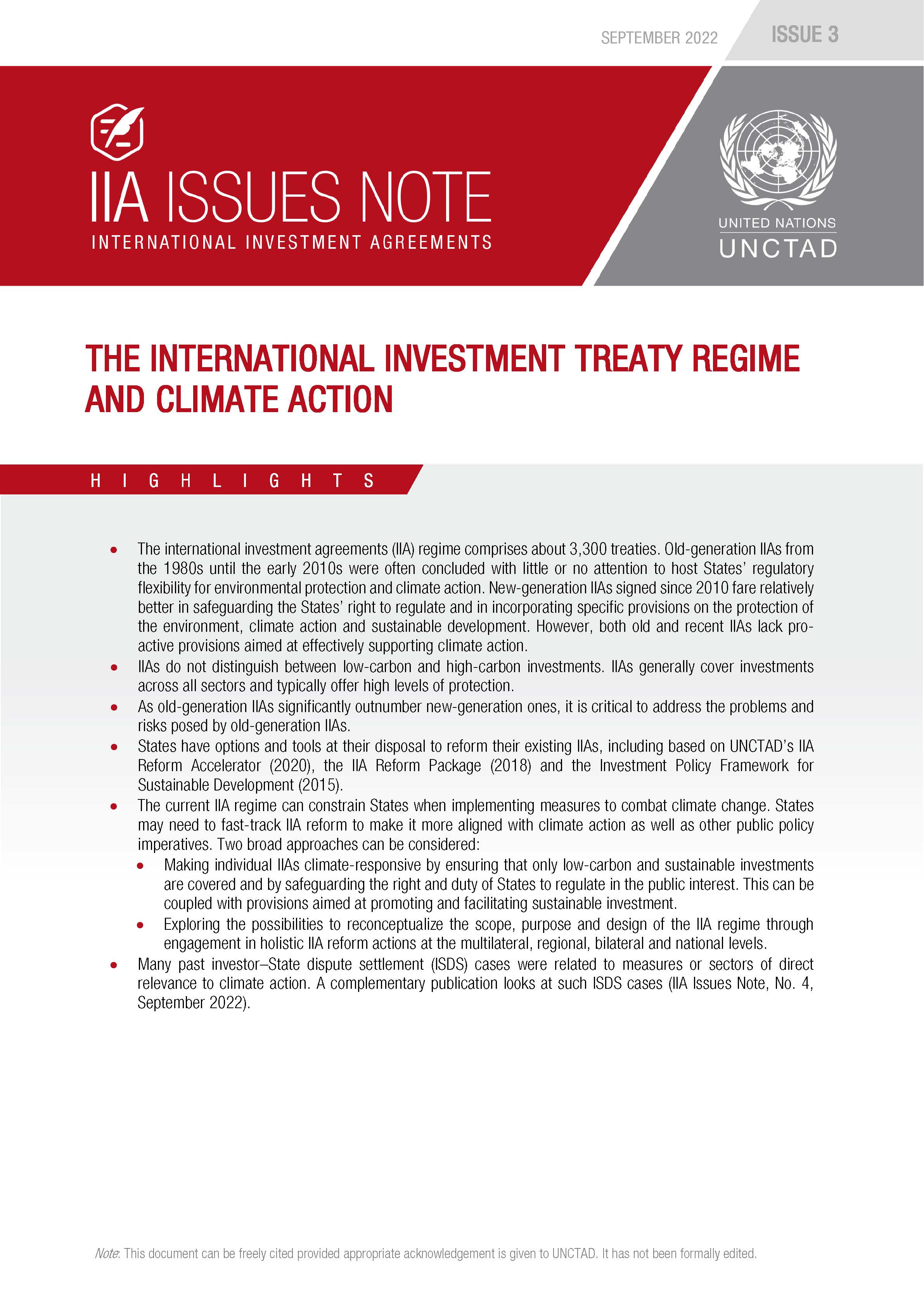 The International Investment Treaty Regime and Climate Action