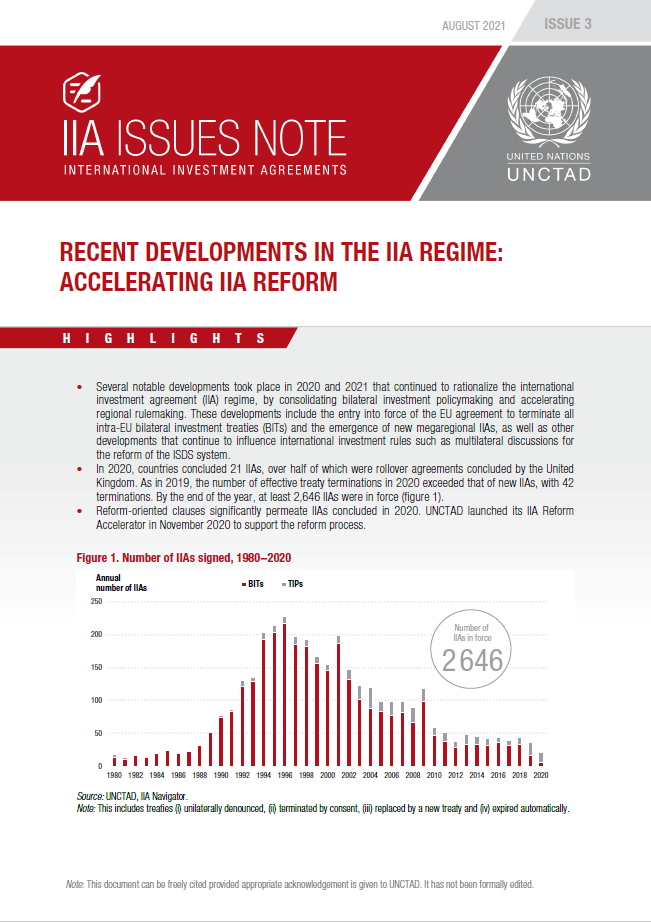 Recent Developments in the IIA Regime: Accelerating IIA Reform