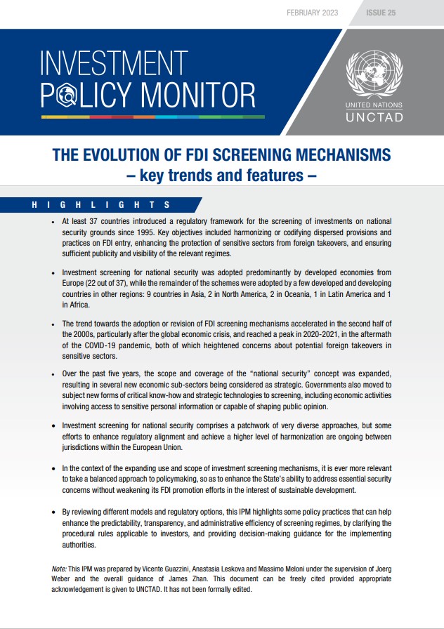 The Evolution of FDI screening mechanisms - key trends and features