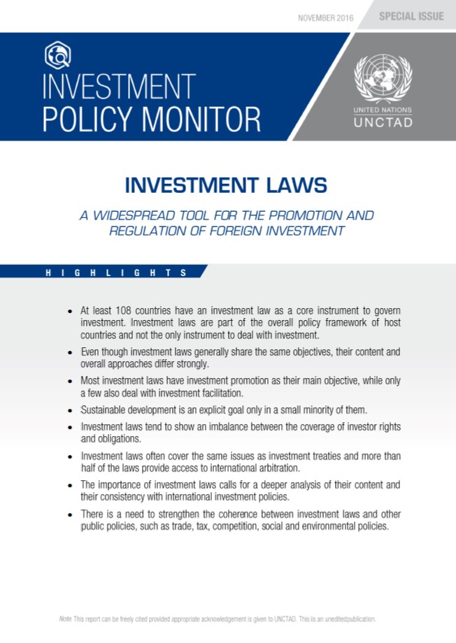 Investment Laws: A Widespread Tool for the Promotion and Regulation of Foreign Investment