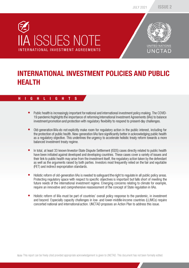 International Investment Policies and Public Health