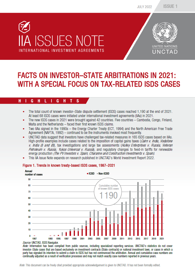 Facts on investor–State arbitrations in 2021: With a special focus on tax-related ISDS cases
