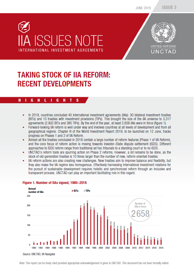 Taking Stock of IIA Reform: Recent Developments